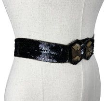 Load image into Gallery viewer, Original 1930's Black and Gold Sequin and Beaded Belt - Waist 25 26