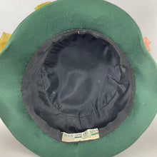Load image into Gallery viewer, Original 1950's Forest Green Hat with Beautiful Pink Floral Trim - Jolly & Son Ltd Bath