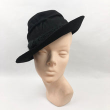 Load image into Gallery viewer, 1940s Black Felt Fedora Hat
