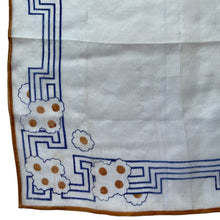 Load image into Gallery viewer, Original 1930's Semi Sheer Silk Hankie in Brown and Blue Design - Great Gift Idea
