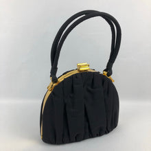 Load image into Gallery viewer, 1940s Black Grosgrain Bag with Gold Frame and Matching Purse - Made by Ingber