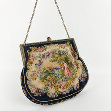 Load image into Gallery viewer, 1920s 1930s Petit Point Black Floral Evening Bag