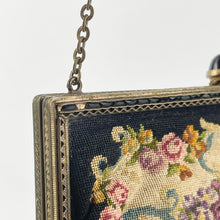 Load image into Gallery viewer, 1920s 1930s Petit Point Black Floral Evening Bag