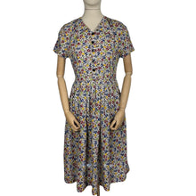 Load image into Gallery viewer, Original 1940's Classic Floral Floppy Cotton Day Dress with Neat Collar - Bust 34 36