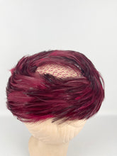 Load image into Gallery viewer, Original 1950's American Made Burgundy Feather and Net Hat *