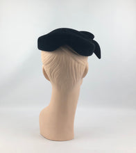 Load image into Gallery viewer, Late 1940s or Early 1950s Black Cocktail Hat with Paste Trim