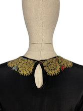 Load image into Gallery viewer, Original 1920's 1930's Black Silk Crepe Day Dress with Incredible Soutache Collar with Silk Embroidery - Bust 36