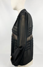 Load image into Gallery viewer, Original 1940s Black Chiffon Balloon Sleeved Blouse - Bust 34 35 36