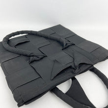 Load image into Gallery viewer, Original 1940's Black Leather and Grosgrain Ribbon Make Do and Mend Bag
