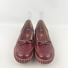 Load image into Gallery viewer, Original 1940's 1950's Ox Blood Red Leather Slip on Shoes with Bow Trim - UK 5 *