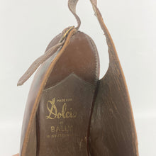 Load image into Gallery viewer, Original 1940s Chestnut Leather Peep Toe Sling Back Shoes by Dolcis - Uk Size 6