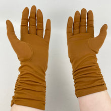 Load image into Gallery viewer, Vintage Chestnut Brown Nylon Gloves - Great Vintage Accessory