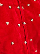 Load image into Gallery viewer, Perfect for Christmas Original 1950s Cotton Velvet Zip Front Cropped Jacket with Sequin and Faux Pearl Decoration - Bust 38" 39" 40"