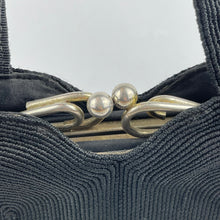 Load image into Gallery viewer, Original 1940's Black Fabric Corde Style Bag - Neat Little Bag