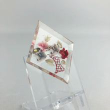Load image into Gallery viewer, Original 1940s 1950s Reverse Carved Diamond Shaped Lucite Brooch Roses in a Vase *
