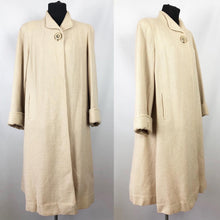 Load image into Gallery viewer, 1940s Volup Wool Swagger Coat in Cream Check with Single Button - Bust 40 42 44