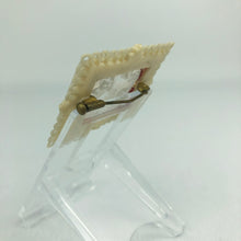 Load image into Gallery viewer, Original French 1950s Reverse Carved Lucite Brooch in a Celluloid Frame with White Flowers *