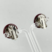 Load image into Gallery viewer, Vintage Smooth Burgundy Brown Glass Clip-on Earrings