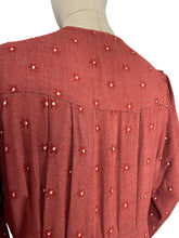Load image into Gallery viewer, Original 1930's Long Sleeved Floppy Cotton Day Dress in Rust with Floral Print - Bust 34 36