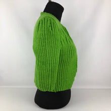 Load image into Gallery viewer, 1940s Reproduction Hand Knitted Bolero in Grass Green - B34 35 36 37 38