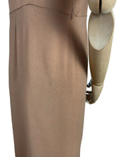 Load image into Gallery viewer, Original 1940’s Cafe Au Lait Crepe Dress with Bronze Beading - Perfect For Day or Evening Wear - Bust 36