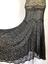 Load image into Gallery viewer, 1930s Black Lace Evening Dress  with Huge 10ft Skirt in a Floral Design - Bust 34 35