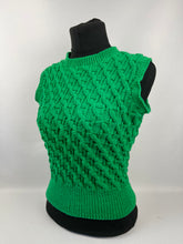 Load image into Gallery viewer, Reproduction 1940s Twisted Cable Slipover in Grass Green - Bust 34 35 36