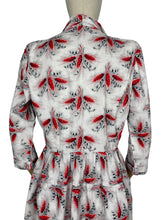 Load image into Gallery viewer, Original 1950's Black, White and Red Cotton Dress with Novelty Print of Wheat - Bust 36 38 *