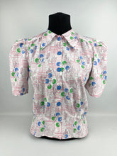 Load image into Gallery viewer, Reproduction Pretty 1930's Spots and Stripes Blouse in Blue, White, Green and Pink - Bust 34 35
