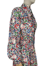 Load image into Gallery viewer, Original 1940's Bright Floral Cotton Hostess Dress in Red, Blue, Pink, Green and White - Housecoat - Bust 40 42