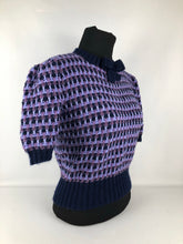 Load image into Gallery viewer, Reproduction 1940s Waffle Stripe Jumper Knitted from a Wartime Pattern - B 38 39 40 41 42