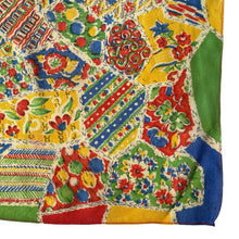 Load image into Gallery viewer, Original 1930's Pure Silk Hankie in Pretty Patchwork Design or Red, Green, Blue and Yellow - Great Gift Idea