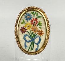 Load image into Gallery viewer, Original 1950's Embroidered Flower Brooch - Vintage Embroidered Brooch