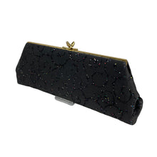 Load image into Gallery viewer, Original 1950's Black Fabric Purse with Glitter and Flock Design - Wonderful Clutch *