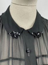 Load image into Gallery viewer, Original 1940s Black Chiffon Balloon Sleeved Blouse - Bust 34 35 36