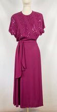 Load image into Gallery viewer, 1940s Raspberry Pink Beaded and Sequined Crepe Evening Dress - Bust 34 35 36