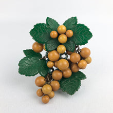 Load image into Gallery viewer, 1940s Big Bakelite Brooch of Grapes on a Vine
