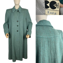 Load image into Gallery viewer, Original 1940’s CC41 True Volup Wartime Coat in Turquoise and Brown Tweed - Bust 44 46