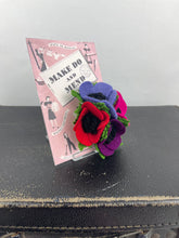 Load image into Gallery viewer, 1940's Felt Flower Anemone Corsage - Pretty Wartime Posy Brooch - Red, Pink, Lilac and Purple
