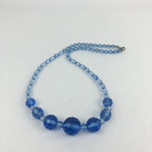Load image into Gallery viewer, Original 1940s 1950s Blue Faceted Glass Graduated Bead Necklace