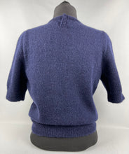 Load image into Gallery viewer, REPRODUCTION Hand Knitted Cable Yoke Jumper in Navy Blue Pure Wool - Bust 36 38 40