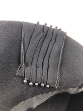 Load image into Gallery viewer, Exceptional 1940s Inky Black Felt Hat with Black Chiffon Scarf