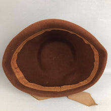 Load image into Gallery viewer, 1950s Chestnut Felt Hat with Neat Back Bow - Great Autumnal Colour
