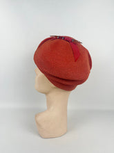 Load image into Gallery viewer, Outstanding Original 1930s Orange Hat with Early Plastic and Metal Trim