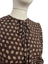 Load image into Gallery viewer, Original 1930's Brown and Cream Crepe Long Sleeved Dress - Bust 32 34