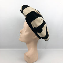 Load image into Gallery viewer, 1960s Black and White Oversized Beret Hat