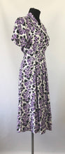 Load image into Gallery viewer, Wounded But Wearable 1940s Black, Purple and White Dress - B36
