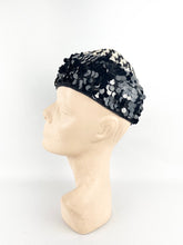 Load image into Gallery viewer, Original 1920's 1930's Black and White Crochet Beret - Cap with Sequin Trim *