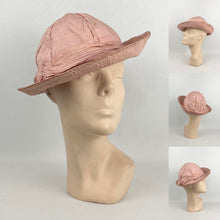 Load image into Gallery viewer, Original 1930s Pink Fabric Sun Hat with Seamed Brim - AS IS