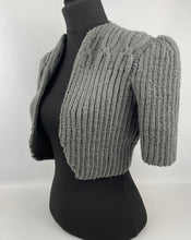 Load image into Gallery viewer, 1940's Reproduction Hand Knitted Bolero in Graphite Grey - B36 37 38 39 40 41 42